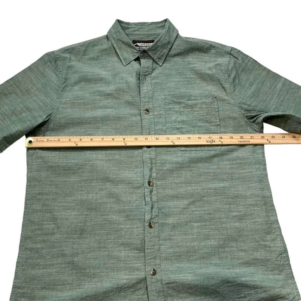Mountain Khakis Green Button Down Phelps Short Sleeve‎ Organic Cotton Size Large